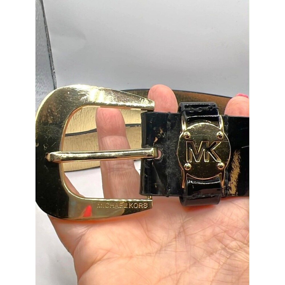 Michael Kors Reversible Black & Gold Belt • MK Logo Buckle • Size Large - Picture 2 of 7